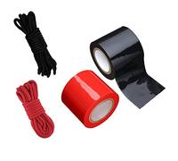 Bondage Rope,2 Roll Bondage Tape,2Pcs Soft Cotton Ropes, 5m Length 8mm,52.5 Feet x 2 inch Fun Art Tape(Black Red),4 BDSM Set