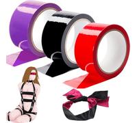 Bondage Sex Tape Set BDSM Sex Toys, 3 Pack Black Purple & Red Bondage Tape with Blindfold Bondage Restraints Sex Things for Couples Kinky BDSM Toys Reusable Sex Rope Sex Straps Adult Couples Sex Toys