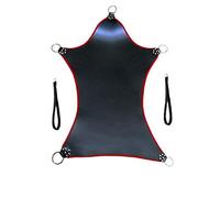 Bondage Swing for Adults - Black Leather Sling with Stirrups - Strong Mountable Swing (130kg Load Capacity) (Black with Red Piping)