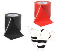 Bondage Tape 2 Rolls Non-Adhesive Static Adsorption Tape Restraints Tape Set Tape Pull-up Binding Electrostatic Tapes PVC Sex Things for Couples Kinky 50mm*10m (Red*1, Black*1)