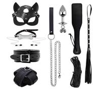 Bondaged Adult Kit Rope Bondaged Adult Kit Strap on Couples Beginners Men Leather Female Wrists Bedroom Fun Male Hand Wrist Collar Woman Handcuffs Soft Pink Set Equipment Bondage BDSM,black9pcs