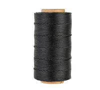 Bonded 0.8mm Round Waxed Polyester Cord, 3-ply Wax Coated Thread, 197 Yards Stiff String for Heavy Duty Fabric, Leather Sewing, Book Binding, Upholstery Repair, and Macrame Jewelry - Black