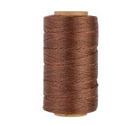 Bonded 0.8mm Round Waxed Polyester Cord, 3-ply Wax Coated Thread, 197 Yards Stiff String for Heavy Duty Fabric, Leather Sewing, Book Binding, Upholstery Repair, and Macrame Jewelry - Deep Coffee