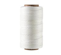 Bonded 0.8mm Round Waxed Polyester Cord, 3-ply Wax Coated Thread, 197 Yards Stiff String for Heavy Duty Fabric, Leather Sewing, Book Binding, Upholstery Repair, and Macrame Jewelry - White