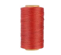 Bonded 0.8mm Round Waxed Polyester Cord, 3-ply Wax Coated Thread, 197 Yards Stiff String for Heavy Duty Fabric, Leather Sewing, Book Binding, Upholstery Repair, and Macrame Jewelry - Rust Red