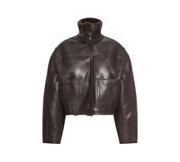 Bonded Boxy Leather Jacket - female - ROTATE Birger Christensen - Leather Jackets - Brown - XS - Jackets XS