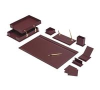 Bonded Set Luxury Leather Desk Pad & Desk Organization Essentials Desk Organizer Leather Desk Organizer (Burgundy)