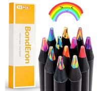 BondEron Pack of 12 Rainbow Pencils - Multicoloured Colouring Pencils with 4 mm Thick Lead for Artists & Design, Premium Stationery Set for Sketching and Drawing, Multicoloured