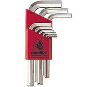 Bondhus Hex L-Wrench Set 16299, BriteGuard, Short, Set of 9, Sizes 1.5-10 mm