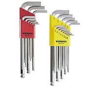 Bondhus 26999 Ball End Tip Hex Key L-Wrench Set with BriteGuard, 13 Piece