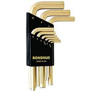 Bondhus 38299, GoldGuard™ HLX9MSG Hexagonal Allen Key Set Metric 9-Piece Short, 1.5-10mm