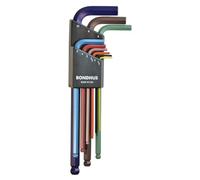 Bondhus 69499 Ball End L-Wrench Set with Colorguard Finish, 9 Piece Multicolour'