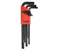 Bondhus 10999 763MBLX9 9pc Hex Key Set Ball End 1.5-10mm, Red, 1.5~2~ 2.5~3~ 4~5~ 6~8~ 10mm