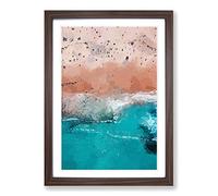 Bondi Beach in Australia in Abstract Framed Print | A2 Walnut Framed Wall Art | Ready to Hang | Abstract Beach Picture | Living Room Bedroom Lounge Office