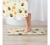 BONDIJ Cute Bees Honey Print Bathroom Rugs Absorbent Microfiber Bath Mat Flannel Area Rug Rubber Backing Non Slip Door Mat for Outdoor Indoor Home Entry Mat 60 x 40 CM