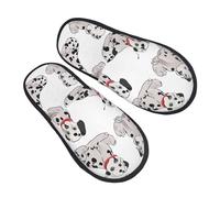 BONDIJ Cute Dalmatian Print Slippers Soft Plush House Slippers Warm Slip-on Slides Cozy Indoor Outdoor Slippers for Women