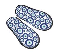 BONDIJ Evil eyes Print Slippers Soft Plush House Slippers Warm Slip-on Slides Cozy Indoor Outdoor Slippers for Women