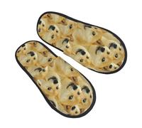 BONDIJ Furry Slippers For Women Men Mr Doge Meme Print Scuff Slippers Winter Plush Cute Slippers Cozy Indoor Slide, Black, M