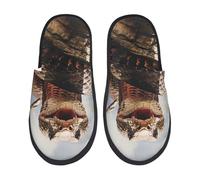 BONDIJ Furry slippers for Women Men Snake with Open Mouth Print Scuff Slippers Winter Plush Cute Slippers Cozy Indoor Slide M