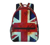 BONDIJ Vintage Union Jack British Flag Backpack for school Lightweight Travel Daypack Bag Large BookBag for Kids Boys Girls teacher gifts