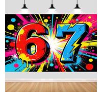 Bondjos 6 7 Birthday Backdrop Funny 6 7 Pop Art Graffiti Paint Splatter Photography Background Six Seven Birthday Party Decoration Holiday Wall Decor for Boys Girls Anniversary Photo Booth Props