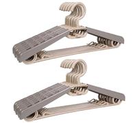 BonDream 12-Pack Heavy Duty Plastic Extra-Wide Arm 15"-23" Suits Clothes Hangers with Swivel Hooks,Perfect for Coat,Jacket,Dress,Shirt,Trousers or Closet Space Saving,Grey&Tan