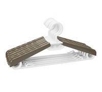 BonDream 6-Pack Heavy Duty Plastic Extra-Wide Arm 15"-23" Suits Clothes Hangers with Swivel Hooks,Perfect for Coat,Jacket,Dress,Shirt,Trousers or Closet Space Saving,Grey&White