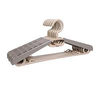 BonDream 6-Pack Heavy Duty Plastic Extra-Wide Arm 15"-23" Suits Clothes Hangers with Swivel Hooks,Perfect for Coat,Jacket,Dress,Shirt,Trousers or Closet Space Saving,Grey&Tan
