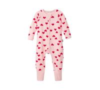 Bonds Mon Cheri Wondersuit, Pink, Cotton, Two-Way Zip, Fold Over Cuffs, Heart Print (18-24 Months)