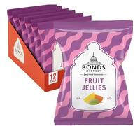 Bonds of London Fruit Jellies Bags, Retro Chewy Fruit Flavoured Gift Sweets, Vegetarian Friendly, 130 g (Pack of 12)