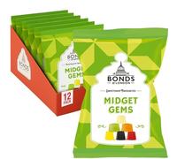Bonds of London Midget Gems Bags, Traditional Hard Chewy Fruit Flavoured Sweets, 130 g (Pack of 12)