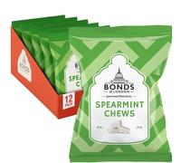 Bonds of London Spearmint Chews Bags, Retro Breath Freshening Chewy Sweets, 120 g (Pack of 12)