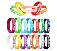 BONDUN 50 Pcs Custom Silicone Wristbands,Personalised Silicone Bracelets with Text Logo Icon or Message, Laser Engraved for Events Teams Gifts Fundraisers Branding Merchandise