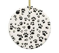 Bone and paw print Christmas Ornaments, Holiday Decorations, Christmas Tree Ceramic Hanging