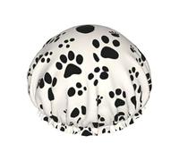 Bone and paw print Print Exquisite Women Shower Cap Lightweight, Soft,Double WaterproofBathing Hat