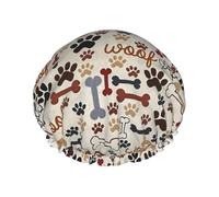 Bone And Paw Print Print Premium Double Layer Shower Cap For Women With Reusable Shower Cap For Hair - Waterproof Plastic Cap - Shower Caps For Long, Short And Curly Hairs