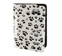 Bone and paw print print Travel Wallet Passport Holder Case for Family Leather Passport Cover for Men Women, Black, One Size