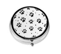 Bone and Print Print Pill Box, Round Pill Organizer, 3 Compartment Small Pill Case for Purse & Pocket, Portable Medicine Box, Travel Pill Case