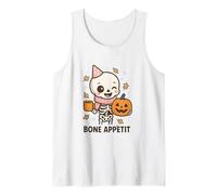 Bone Appétit Cute Skeleton Pumpkin Coffee Halloween Design Tank Top