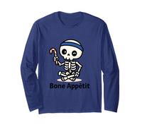 Bone Appétit Meditating Skeleton Candy Cane Design Long Sleeve T-Shirt