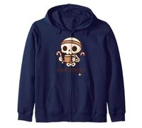 Bone Appétit Skeleton Coffee Candy Cane Design Zip Hoodie