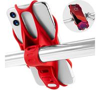 Bone Bike Tie 3, Universal Bike Phone Handlebar Mount for 5.8"-7.2" Phones | Scratch-Free & Shock-Absorbing Silicone Strap, Anti-Slip & Tool-Free, Bicycle Phone Holder for E-Bike & Strollers (Red)