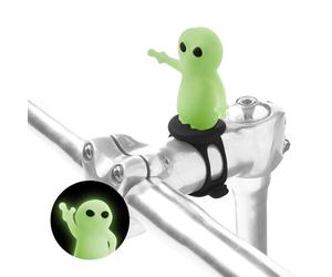 Bone Character Bike Domestique, Cute Bicycle Ornament for Stem and Handlebar, Waterproof Silicone Toy Decoration for Scooters, Cycling Accessory for kids, Strap-On Type - Night Glow Alien