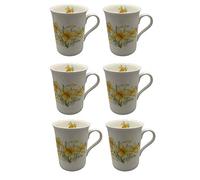 Bone China 10fl oz Welsh Daffodils Mugs - Gift Boxed (Set of 6)