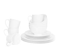 Bone China 16 Piece Dinnerware Set, Service for 4, White, Microwave Safe, Dishwasher Safe,Chip Resistant, Translucent, Elegant giftware, Dish set, For, Essential Home, Everyday Living, Kitchen Set