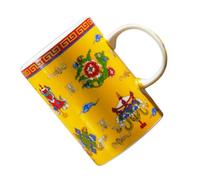 Bone China Buddhist Eight Auspicious Symbols Teacup Retro Ceramic Tea Brewing Cup for Home Office Decorative Use, Delicate Porcelain Teaware Without Lid