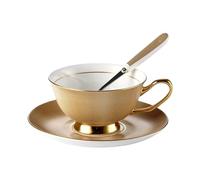 Bone China Coffee Cup Set Khaki Porcelain Afternoon Tea Cup Saucer Spoon Luxury Ceramic Mug Cafe Party Drinkware(1pc)