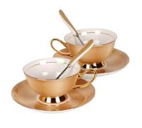 Bone China Coffee Cup Set Khaki Porcelain Afternoon Tea Cup Saucer Spoon Luxury Ceramic Mug Cafe Party Drinkware(2pc)