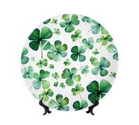 Bone China Decorative Plate 8in Ceramic Dinner Plates Happy St Patrick's Day Decorative Plates with Display Stand Hanging Porcelain Plate Art Crafts Ceramic Ornaments for Home Office Wall Decor
