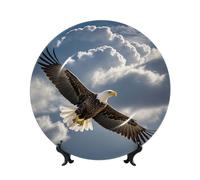 Bone China Decorative Plate with Display eagle flies in the sky Ceramic Plates Crafts Art Decor Dessert Ceramic Ornament Porcelain for Living Room Kitchen Table Home Decor